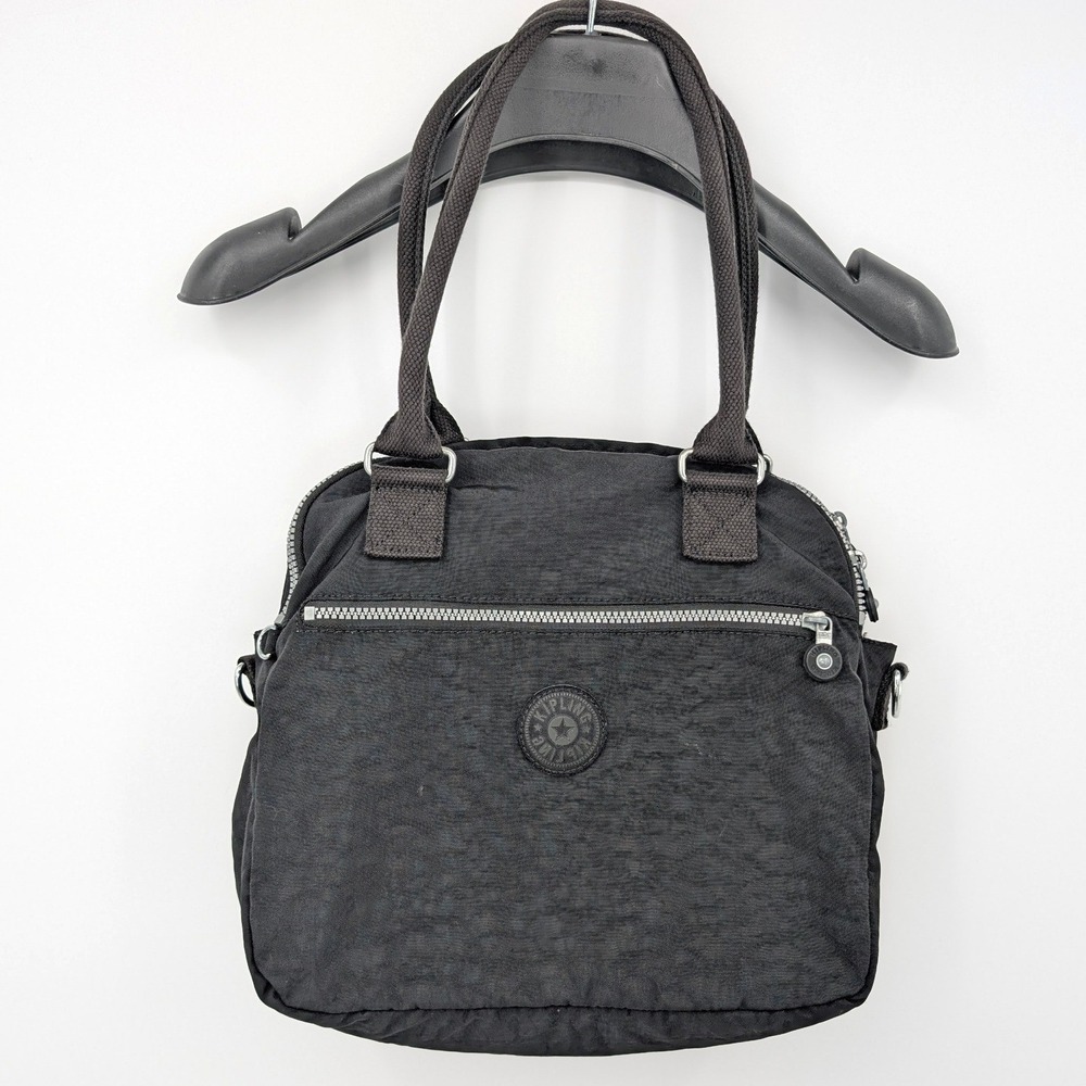 Kipling Black Nylon Multi Compartment Shoulder Bag Tote Handbag Travel Organizer